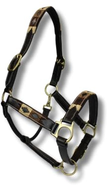 MTB Equestrian Exklusives Lederhalfter Mit Polo-Design – Beidseitig Verstellbar – Hochwertiges Leder – 10 Farbvarianten – Cob & Full (3X Braun, Cob)