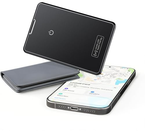 Wallet Tracker Carte Rechargeable (iOS Uniquement), 100dB Traqueur Bluetooth Wallet Tracker Localisateur Objets Ultra Fin 2mm, Air Tag Card Compatible avec Find My, pour Portefeuille Clés Bagages Vali