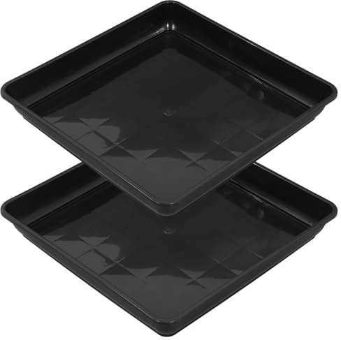 UKCOCO 2 Vaschette Gocce in Plastica da 16 Pollici per Piante: Sottovaso Quadrato Nero per Piante - Sottovaso da Giardino Extra Large per Uso Ed Esterno