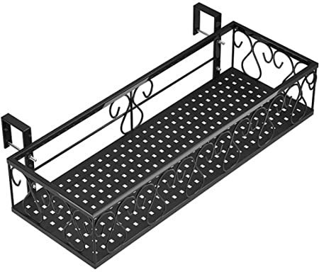 Fioriera Sospesa Con Ringhiera In Ferro, Mensola Per Fioriera Sospesa Da Ringhiera Da Giardino Supporto Decorativo Per Vasi Da Balcone, Per Esterni, Recinzioni Da Giardino E Patio(Size:60x20x12cm)