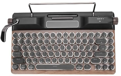 Sxhlseller Teclado Mecánico Inalámbrico Retro Typewriter, Teclado de Máquina de Escribir Bluetooth 5.0 con Control de Luz RGB