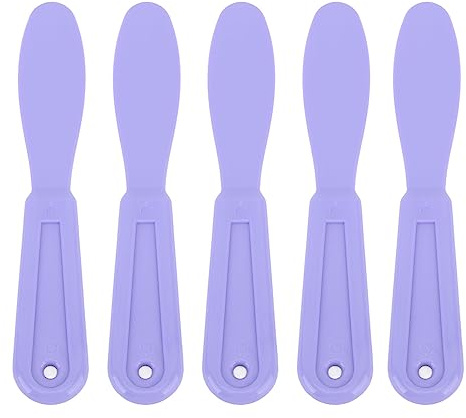 Klanata Set di 5 Spatole Dritte - Coltelli Miscelatori in Plastica per Gesso, Alginato, Arte e Artigianato, e Uso in Laboratorio (Viola)
