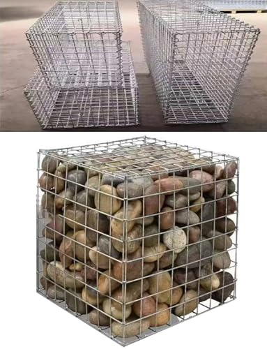 Gabion,Galvanized Steel Gabion Wall with Cover - Rust-Proof and Weather-Resistant - Mesh Grid Structure - for Residential and Commercial Use(50x50x100cm)