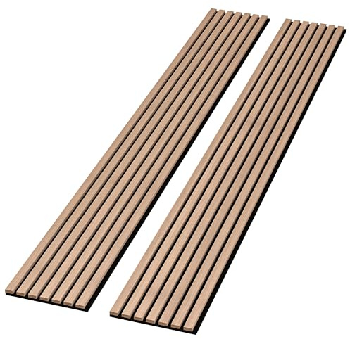 2 Pack – 94” x 12.6” 3D Acoustic Slat Wood Wall Panels | Soundproof Decorative Wall & Ceiling Panels | Modern Noise-Reducing Acoustic Paneling for Home, Office & Studio (Light Cold Oak.)