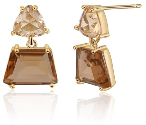 RIXERKOC Pendientes Marrones para Mujer, Pendientes de Cristal Brillante Hipoalergénicos Ámbar de Gota de Moda Regalos de Joyería para Navidad Día de la Madre