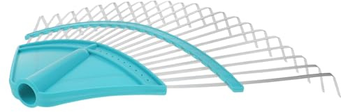 Toyvian Rastrillo de Jardín de Metal y Plástico Azul 22 Dientes Reforzados, Cabezal para Rastrillo de Césped de Uso Intensivo, Herramienta para Limpieza de Hojas y Mantenimiento