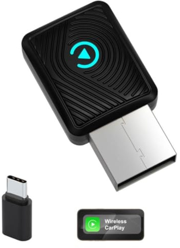 soleilx MINI Adattatore 2-in-1 Wireless CarPlay e Android Auto, Bluetooth 5.3, WiFi 6 Dual Band, USB-A e USB-C, Compatibile con iPhone iOS 10+