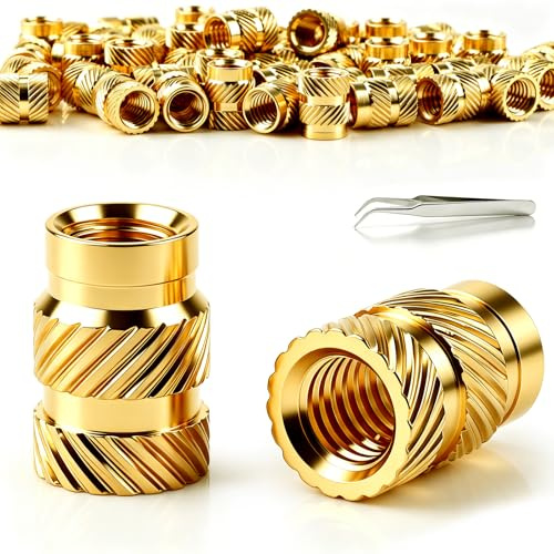 mawmuaw 150 st. gänginsats M2,5 x 4 x 3,5 mm smältgänga mässing | Gänginsats 3D-tryck M2.5, inpressningsmuttrar gängrullar, med pincett, smältmuttrar, gör-det-själv-projekt, plast