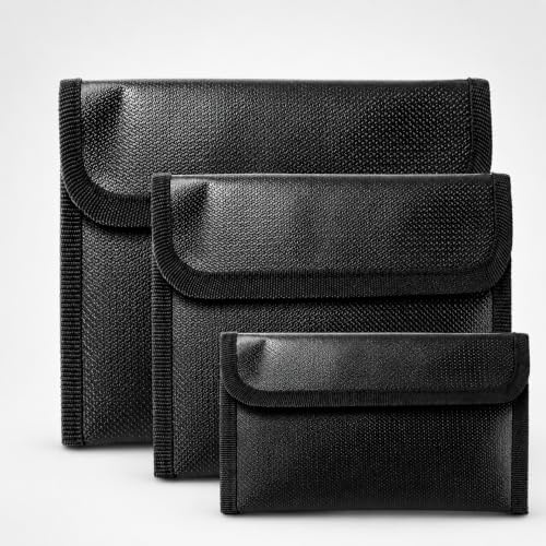 UIN 3er Pack Feuerfeste Tasche,Euersichere Wasserdichte Tasche | 1200℉，Feuerfeste dokumententasche mit Griff für Bargeld Dokumente Passport