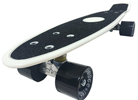 Ridge Skateboards - 55,9 cm Cruiser mit Griptape - Komplettes Skateboard - Weiß/Schwarz