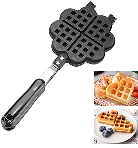 Waffle Iron Baking Mold Aluminum Alloy Heart Shape Household Kitchen Gas Non-Stick Waffle Maker Pan Press Plate Tool