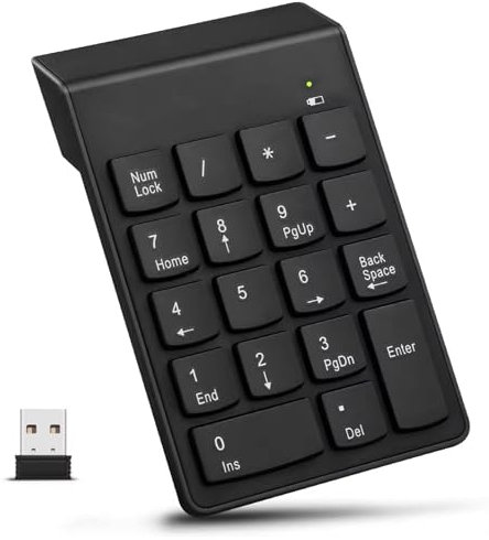 Numeric Keypad, 2.4G Wireless Ultra Slim Numeric Keypad 18 Keys With Mini USB Receiver with Auto Sleep Mode for Android, IOS, windowns98/95/NT/ME/2000/XP/Vista/7/8.