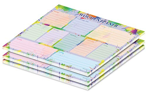 PRICARO Wochenplaner Splash, bunt, A4, 25 Blatt, 3 Stück