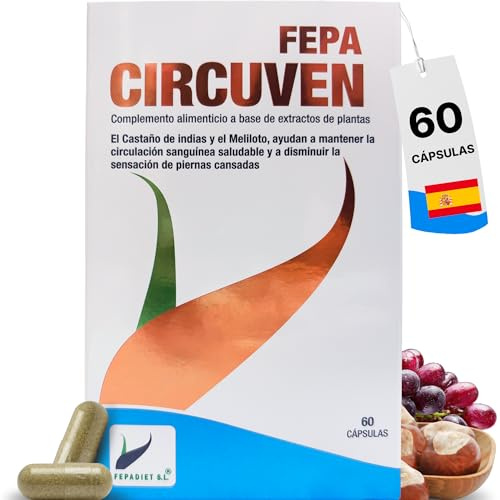 FEPA CIRCUVEN 60 Cápsulas con Extractos de Castaño de Indias, Meliloto y Ruscus – Complemento Alimenticio para la Circulación y Bienestar de Piernas – Fepadiet