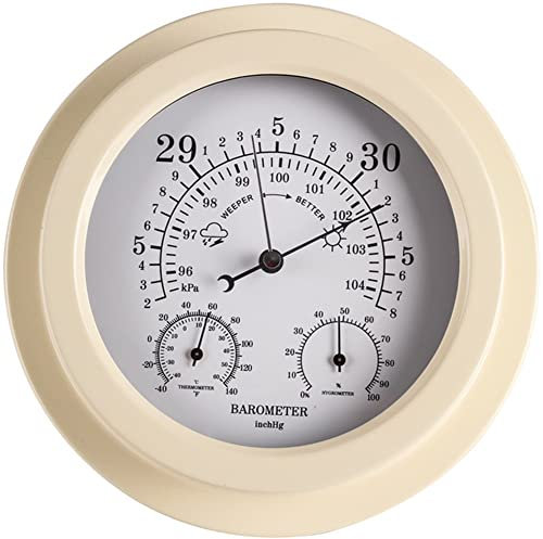 Barómetro de alta precisión, barómetro aneroide para colgar en la pared de 8,8 pulgadas, 104 kPa, temperatura 3 en 1, humedad y presión de aire, para interiores, exteriores, montañismo, agricultura,