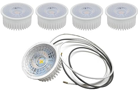 Trango 5er Pack MOCOB-C LED Modul 3cm Ultra flach inkl. 50cm Kabel 3000K warmweiß 5 Watt zum Austausch GU10 & MR16 Halogen Leuchtmittel Einbauleuchte, Deckenstrahler, Einbaustrahler, Deckenleuchte