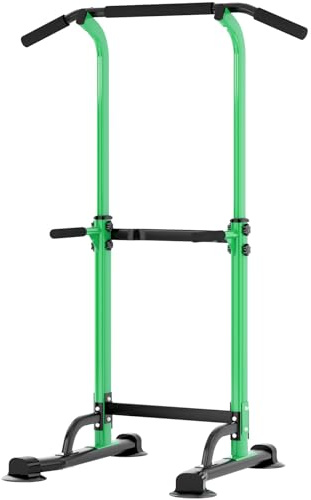 soges Klimmzugstange, verstellbar, auf Fuß, römischer Stuhl, verstellbar, für Heimtraining, Workout Dip Station, Fitness, Power Tower, Physik, Krafttraining, Grün