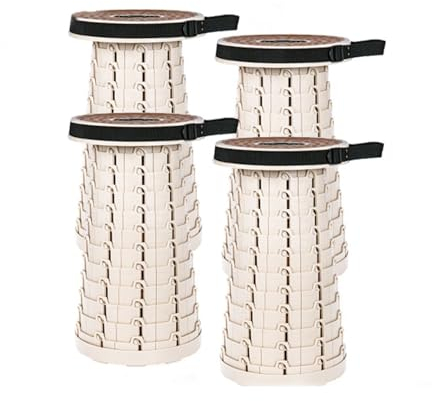 spxtom 2er-Pack zusammenklappbarer Hocker, kompakter Klappstuhl, einziehbarer Campinghocker, höhenverstellbar, leicht, for Outdoor-Angeln, Wandern, Gartenarbeit (Size : 4 Pieces)