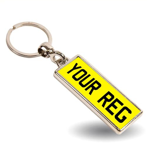 Hippowarehouse Personalised Licence Plate Keyring Reg Number Keychain Registration custom Text Premium Gift For Dad Mum Grand Parents Mothers Day Fathers Day Key Ring