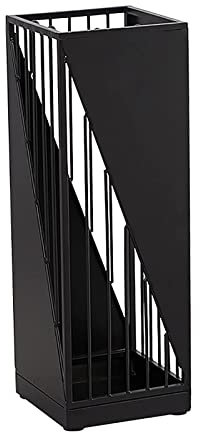 HYUFEIAO Umbrella Stands,Metal Indoor, Hollow-Out Umbrella Rack, Walkistick Stand with Hooks, for Entryway Hallway Front Door/Black