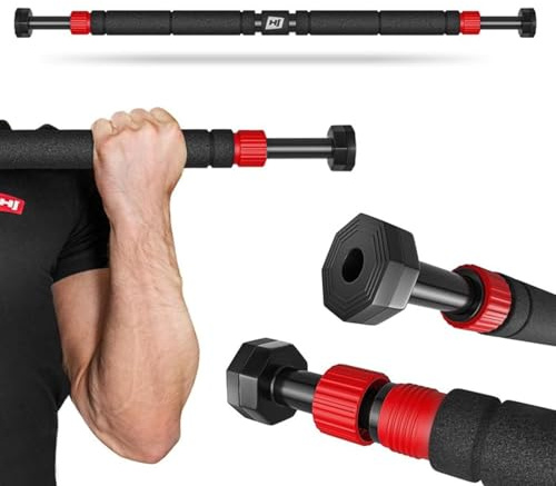 HOP-SPORT® Barre de Traction pour Porte HS-M050DP, Barre de Porte Réglable de 65 à 100 cm avec Fixation sans Perçage, Charge maximale 150 kg, Musculation à Domicile, Prise Antidérapante