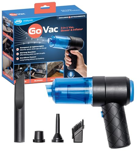 JML Go Vac Cordless Vacuum Cleaner - Lightweight, Compact Handheld with 2-in-1 Suction and Blower Function - Portable, Rechargeable Device for Car, Home, Kitchen and Garage