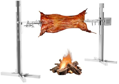 buedmsk BBQ Grill Rotisserie, Stainless Steel Outdoor BBQ Barbecue Rotisserie Spit Universal Kit with 25W Electric Motor for Pig Chicken Meat, Max Load 88.18Lbs