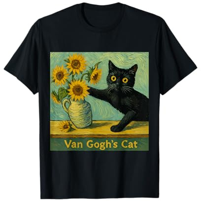 Van Gogh Chat Art Funny Tournesols Esthétique Humour T-Shirt