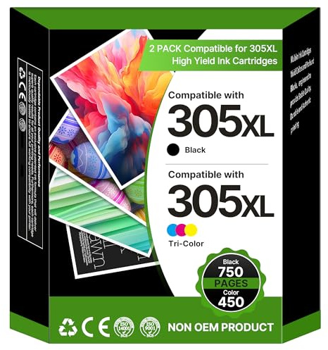305 XL Patronen Multipack Ersatz für HP 305 Druckerpatronen Set für HP DeskJet 4220e 2720e 2720 2700 4120e 4100 2700e 2710e 2721e 2710 4100e 4110 Tintepatronen HP Envy 6020e 6032e 6400 6032 (2er-Pack)