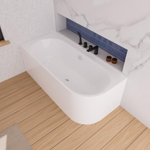 ECOLAM freistehende Badewanne Vigoo 165x75/ 175x75/ 180x80 [cm] links/rechts Wandmontage (Chrom, 165x75 cm links)