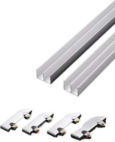Glas-Schiebetürschiene aus Aluminiumlegierung, 8 mm Dicke, Doppelschienen-Design, einfach zu installieren für Glas- und Acrylplatten