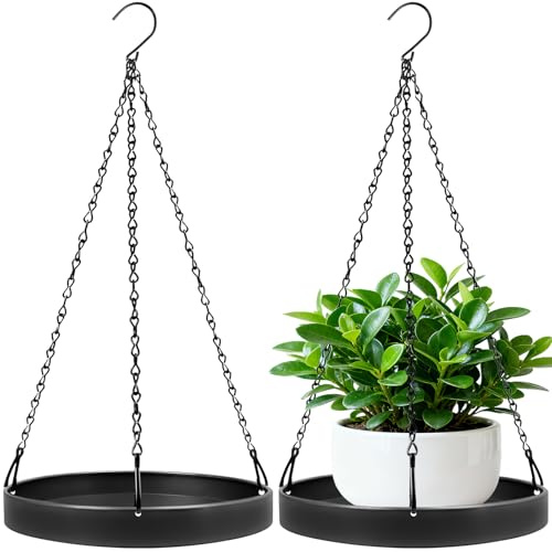 HENAYUK Blumenampel Hängend Innen Außen, 2er Set Pflanzenaufhänger Hängende Pflanzgefäße aus Metall Pflanzenhalterung Hängetopf für Pflanzen mit Hängekette