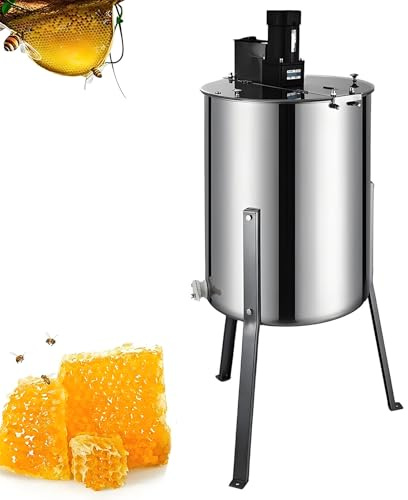 EpyGnom Estrattore di Mieles Elettrico Attrezzature per Apicoltura in Acciaio Inox Centrifuga Smielatore Apicoltura Professionale per Apicoltori con Coperchio 4Frame