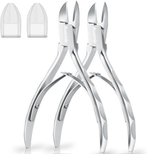 Auxmir Set di 2 Tronchesino Unghie Professionale Tagliaunghie di Precisione in Acciaio Inox Forbicine per Cuticole e Unghie Incarnite Spesse Dure