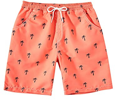 Generico Pantaloncini da Bagno Ragazzo Costume Bambino Piscina Foderato in Rete Asciugatura Rapida Tropicale Stampa Shorts Leggero Elasticizzato Comoda Spiaggia Parco Acquatico Surf 5-12 Anni