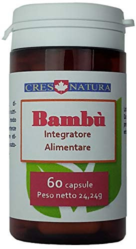 BAMBU' 60 capsule. Integratore alimentare di estratto secco di bambù. Prodotto in Italia. Il silicio è necessario alla formazione del collagene