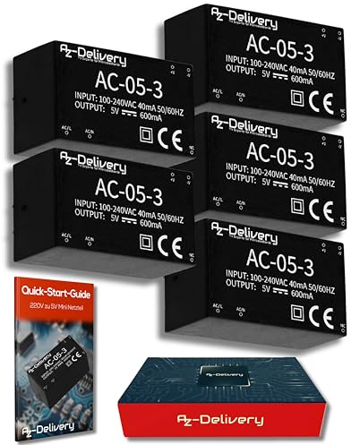 AZDelivery 3 x 220V zu 5V Mini-Netzteil kompatibel mit Arduino und Raspberry Pi inklusive E-Book!