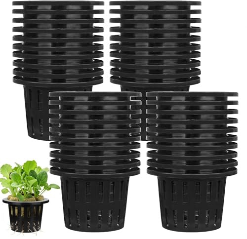 Jucoan 40 Stück Netztopf für Hydroponic 10cm Gartennetz Becher Gittertöpfe Netztöpfe Net Pot Hydrokultur Pflanzen Hydroponischer Pflanzkorb für Aquaponik Hydrokultur Topfanbau Rund