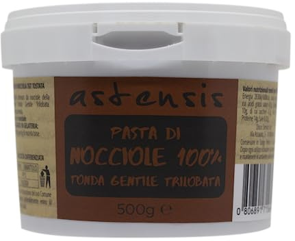 ASTENSIS - PASTA DI NOCCIOLA TGT - TONDA GENTILE TRILOBATA - Ideale Per Lavorazioni Di Gelateria, Di Pasticceria O Di Gastronomia. (500 gr)