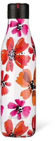 LES ARTISTES Paris A-8975 Bottle'Up, 750 ml, Bouteille isotherme, Gourde isotherme sans BPA, Réutilisable, Garde au chaud 12h et au froid 24h, Acier Inoxydable, Design Petals