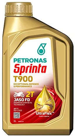 Petronas Sprinta Olio Motore 100% Sintetico per Moto e Scooter 2 Tempi T900 - Confezione da 1 Litro
