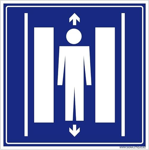 Signalétique.biz France - Panneau Information Emplacement et Accès Ascenseur. Signalisation Information. Autocollant, PVC, Alu - 250 x 250 mm - Aluminium 2 mm