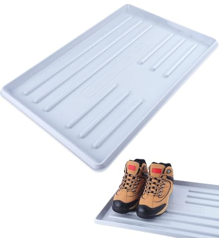 Bauster® Auffangschale für nasse Schuhe Schuhabtropfschale Schuhmatte Ablage Abtropfschale Grau/Schwarz für Schuhe Regen Herbst Winter Schuhtropfschale Robust (Grau)