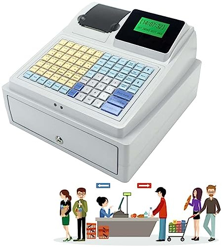 SACLMD Registrierkasse,Elektronische Registrierkasse mit Flacher Tastatur Für Business-Supermarkt,Lebensmittelgeschäft,Convenience,Einzelhandel