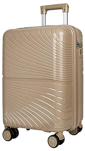 Asge Hartschalen-Koffer & Trolleys Handgepäck Koffer 4 Rollen Reisekoffer TSA Zahlenschloss Teleskopgriff, 24” Rollkoffer (Reis Gold, XL)