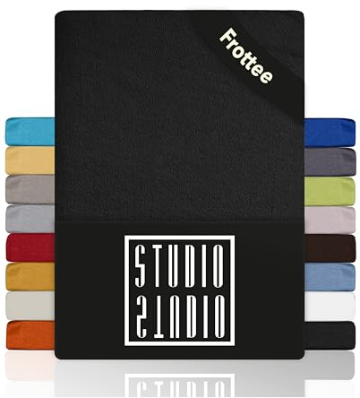 STUDIO Basic Frottee Spannbettlaken 200x200cm – weiches Frottee-Spannbetttuch aus 80 % Baumwolle & 20 % Polyester – Anthrazit – Öko-Tex Zertifiziert, bügelfrei & elastisch – für Matratzen 15–25cm
