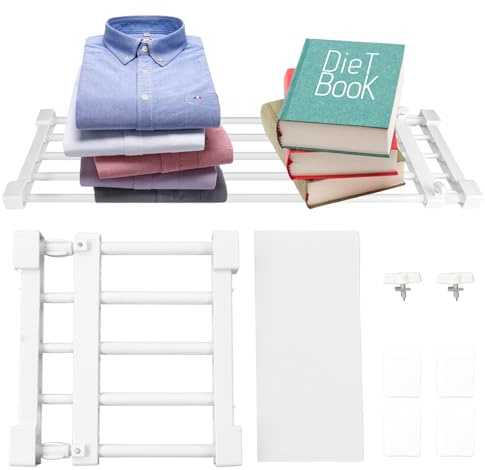 Otufan Etagere Extensible Placard, Etagere Placard sans perçage DIY Separateur Etagere adapté pour Chambre, Salle de Bain, Cuisine (50-80 cm)