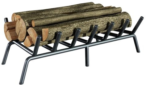 jkxoo Rejilla de leña para chimenea, 27 pulgadas, 6 barras, acero sólido, resistente, estante para quemar leña para herramientas de leña al aire libre, hoyo interior, chimenea, leña, estufa de madera