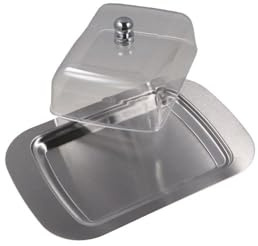 Pokinge 1Pcs Stainless Steel Butter Dish With Lid Metal Butter Dish With Handle Cheese Storage Box Butter Keep Fresh Tray Container For Kitchen