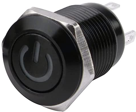 Ersatzteile 12 mm wasserdichter oxidierter schwarzer Metallknopfschalter mit LED-Lampe Momentaner PC-Netzschalter 3 V 5 V 6 V 12 V 24 V 220 V